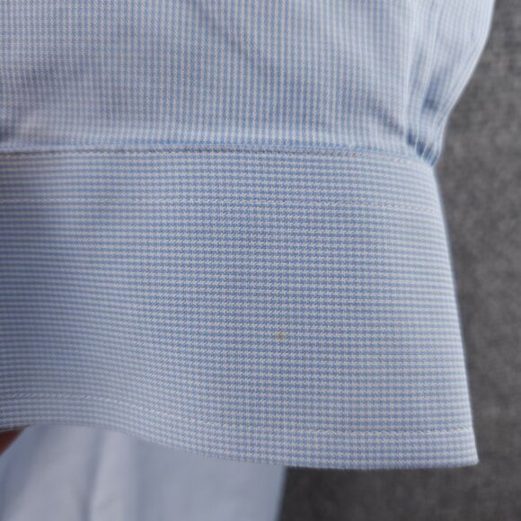 Brooks Brothers Cotton Check Non-Iron Button-Down 17 4/5 Blue Mens Pocket Shirt - Picture 16 of 16